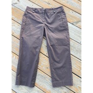 Loft Marisa Fit Brown Cropped Pants Womens Size 6 Cotton Stretch Straight Leg